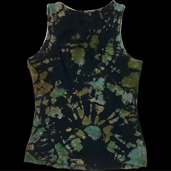 Earthy Geode Reverse Tie Dye High Neck Tank Top - Picture 2 of 2